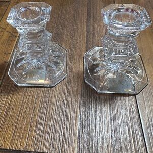 Vintage Mikasa Edinburgh crystal candleholders, set‎ of two.